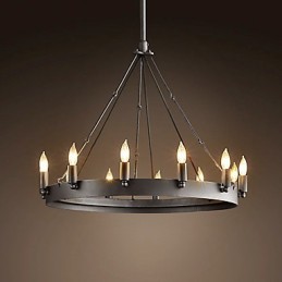 Retro Style Iron Pendent Light with 12 Lights in Candle Feature