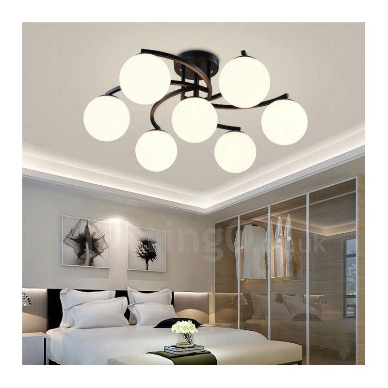 7 Light Rustic Lodge Integrated Chandelier with Glass Shade