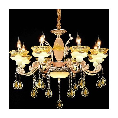 Traditional Classic Electroplated Feature for Crystal Mini Style Metal 8 Bulbs Chandelier