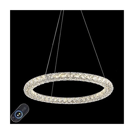 Modern Ring Crystal Ceiling Pendant Light Crystal Chandelier Light Indoor Lighting Lamps Fixtures Dimmable with Remote Control