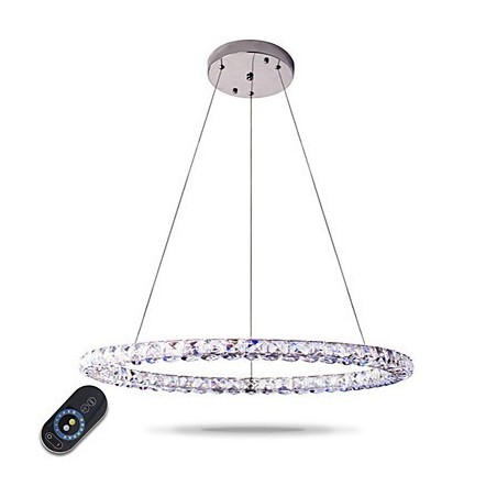 Modern Ring Crystal Pendant Light Modern Crystal Chandelier Ceiling Light Indoor Lamp Fixtures Dimmable with Remote Control