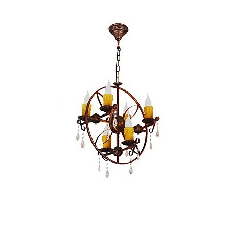Rustic Lodge Vintage Retro Country Globe Painting Feature for Mini Style Designers Metal Chandelier