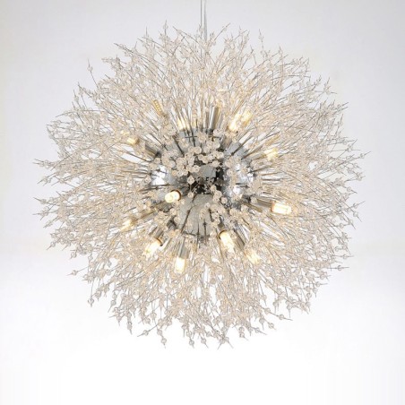 Firework Globe Dandelion Chrome Feature Crystal Metal Chandelier