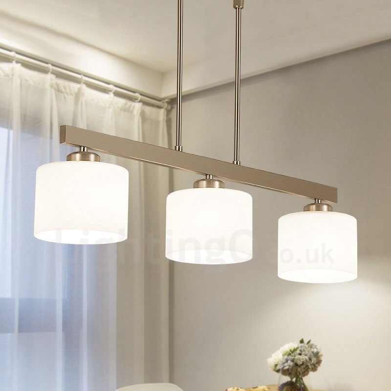 3 Lights Modern Chrome Pendant Light Indoor Chandelier Home Hanging Lighting Lamps Fixtures with Glass Shades
