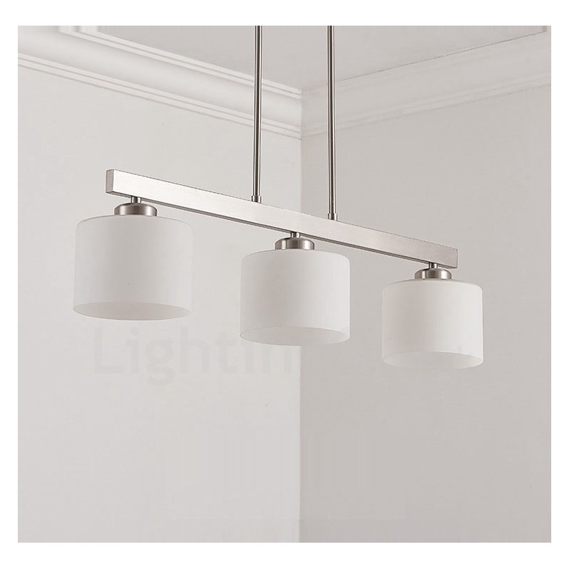 3 Lights Modern Chrome Pendant Light Indoor Chandelier Home Hanging Lighting Lamps Fixtures with Glass Shades