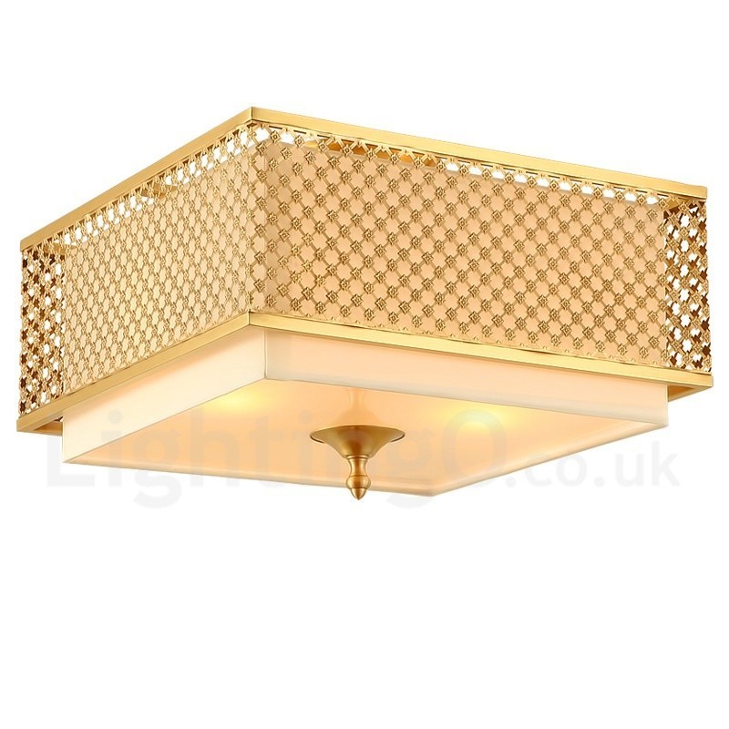 4 Light Retro Rustic Luxury Brass Pendant Lamp Chandelier with Fabric Shade