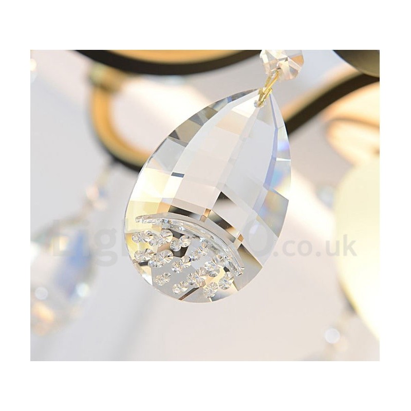 8 Light Retro Rustic Luxury Crystal Pendant Lamp Chandelier with Glass Shade