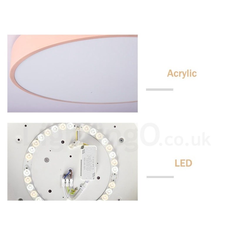 Dimmable Ultra thin Multi Colours Circular Wood Ceiling Light with Acrylic Shade Ceiling Lamp Nordic Style