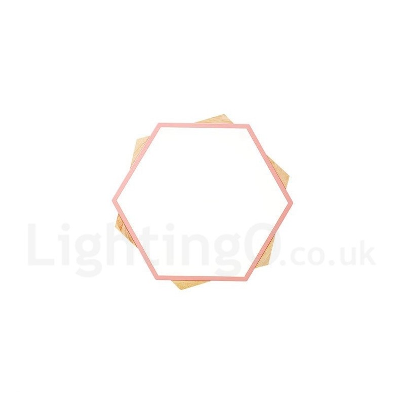 Dimmable Multi Colours Hexagon Wood Ceiling Light with Acrylic Shade Ceiling Lamp Nordic Style