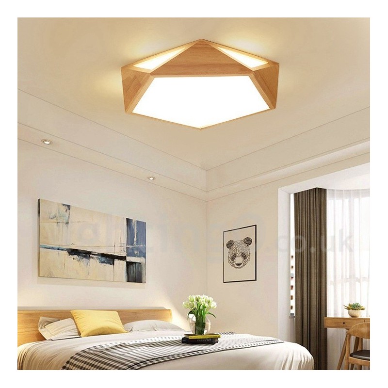 Dimmable Multi Styles Wood Ceiling Light with Acrylic Shade Ceiling Lamp Nordic Style