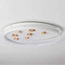 Dimmable White Stars Round Wood Ceiling Light Ultrathin Ceiling Lamp Also Can Be Used As Wall Light