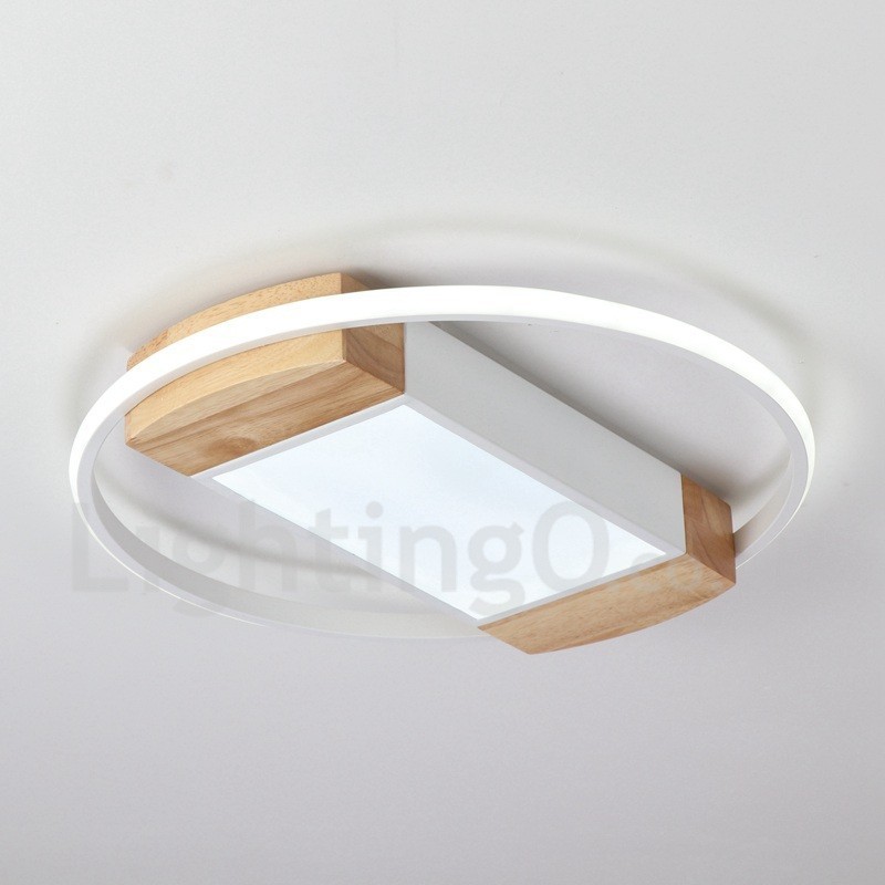 Dimmable White Round Wood Ceiling Light Ultrathin Ceiling Lamp Also Can Be Used As Wall Light