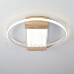 Dimmable White Round Wood Ceiling Light Ultrathin Ceiling Lamp Also Can Be Used As Wall Light