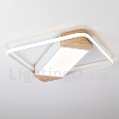 Dimmable White Square Wood Ceiling Light Ultrathin Ceiling Lamp Also Can Be Used As Wall Light
