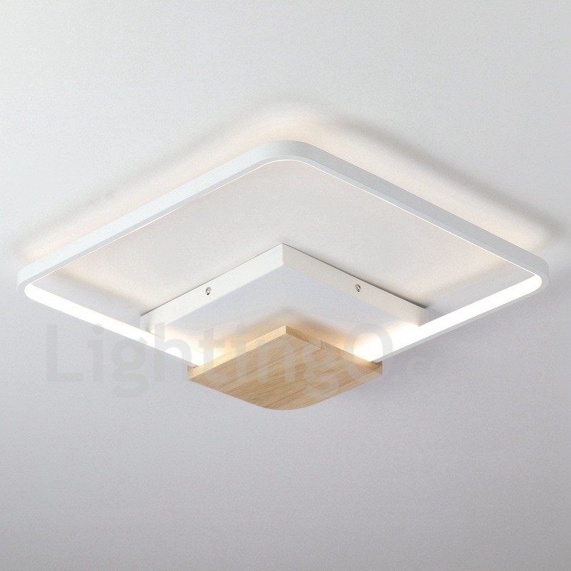 Dimmable White Square Wood Ceiling Light Ultrathin Ceiling Lamp Also Can Be Used As Wall Light