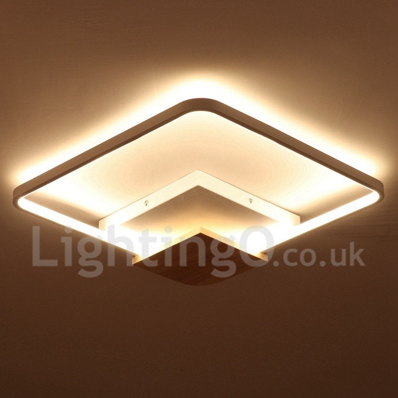 Dimmable White Square Wood Ceiling Light Ultrathin Ceiling Lamp Also Can Be Used As Wall Light