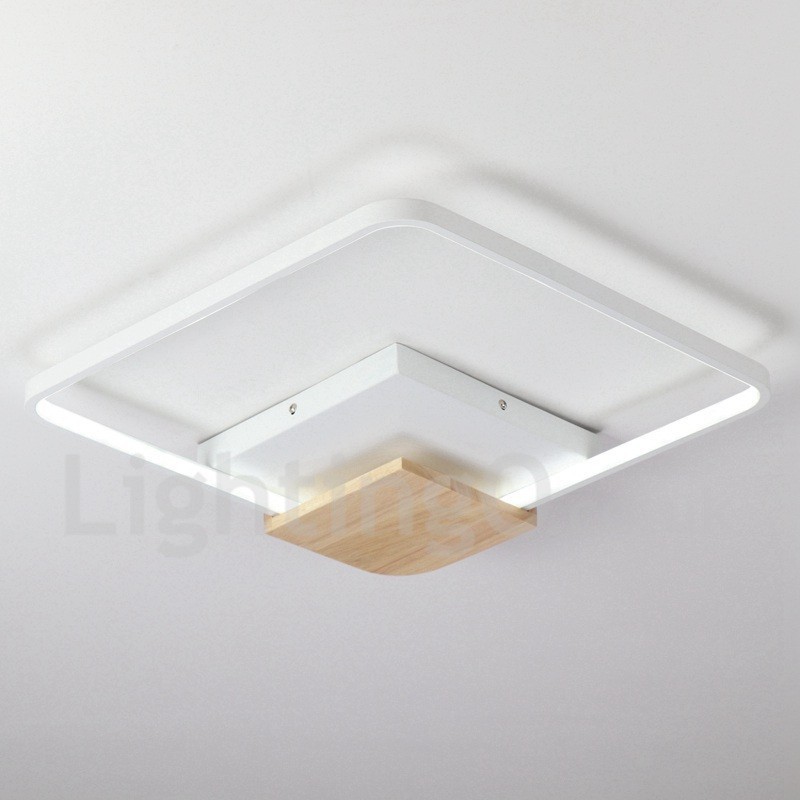 Dimmable White Square Wood Ceiling Light Ultrathin Ceiling Lamp Also Can Be Used As Wall Light