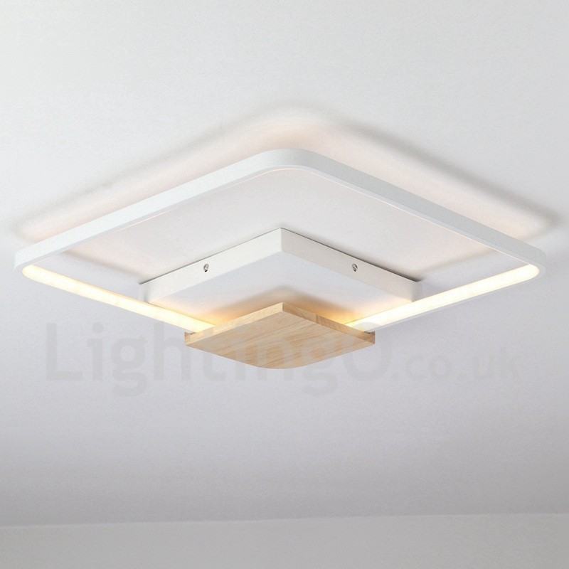 Dimmable White Square Wood Ceiling Light Ultrathin Ceiling Lamp Also Can Be Used As Wall Light