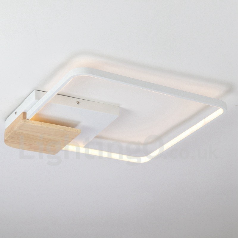Dimmable White Square Wood Ceiling Light Ultrathin Ceiling Lamp Also Can Be Used As Wall Light