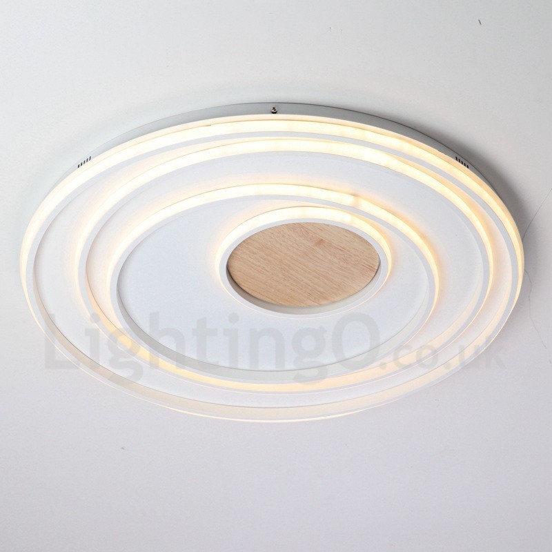 Dimmable White Rings Wood Ceiling Light Ultrathin Ceiling Lamp Also Can Be Used As Wall Light