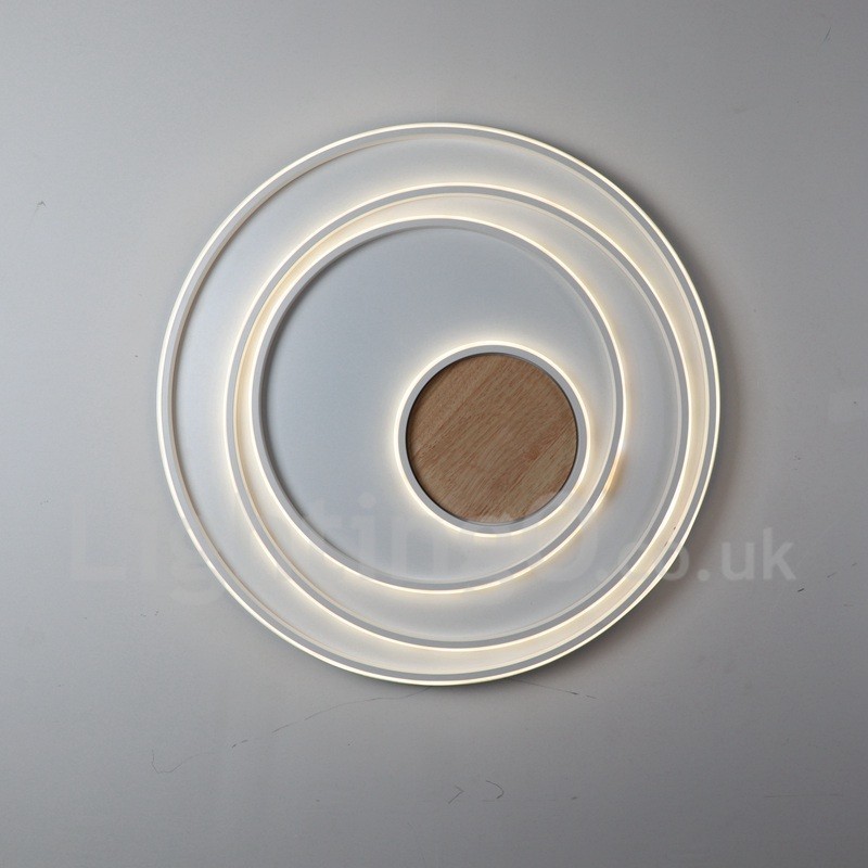 Dimmable White Rings Wood Ceiling Light Ultrathin Ceiling Lamp Also Can Be Used As Wall Light
