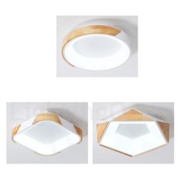 Dimmable Multi Colours Pentagon Wood Ceiling Light with Acrylic Shade Ceiling Lamp Nordic Style