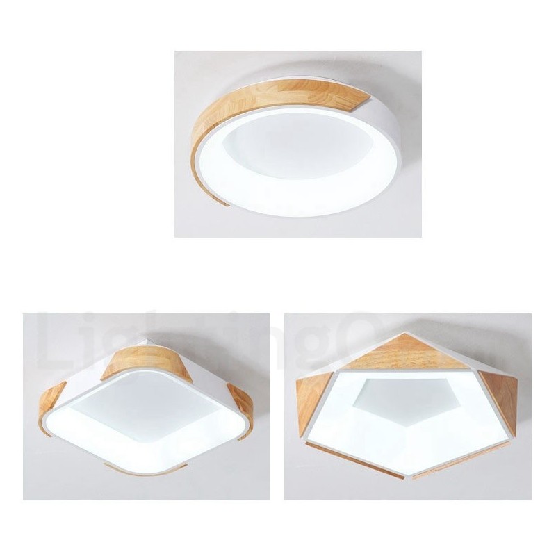 Dimmable Multi Colours Pentagon Wood Ceiling Light with Acrylic Shade Ceiling Lamp Nordic Style