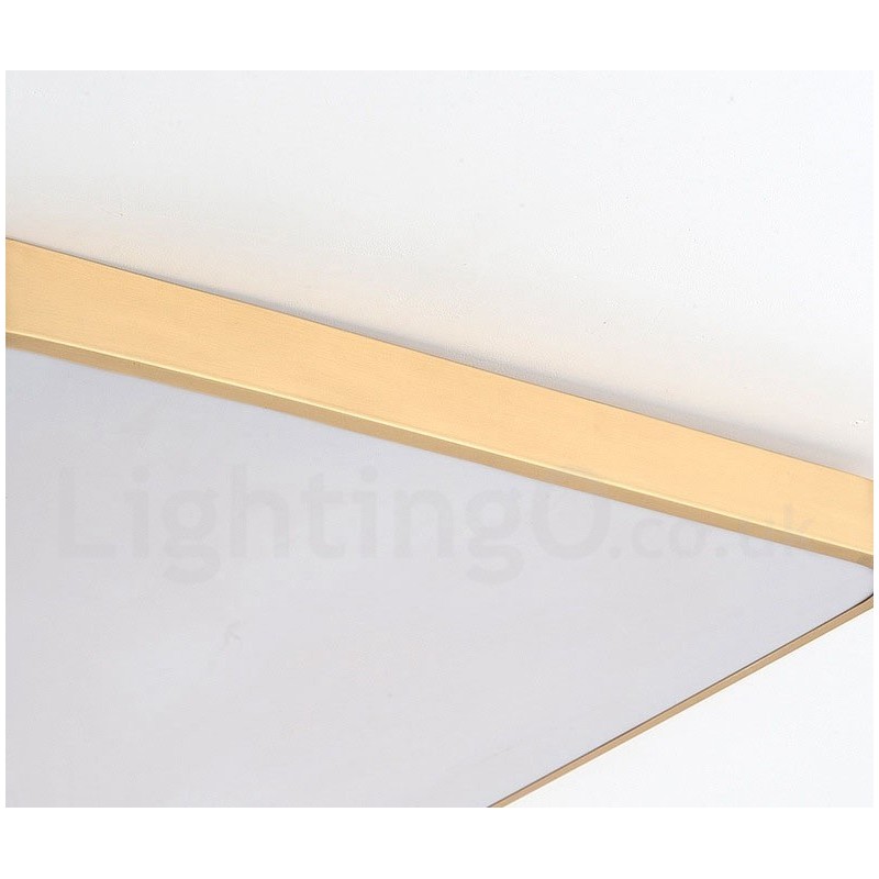 Ultra Thin Rectangle Dimmable Modern Contemporary Nordic Style Flush Mount Brass Ceiling Lights with Acrylic Shade Also Can Be Used As Wall Light