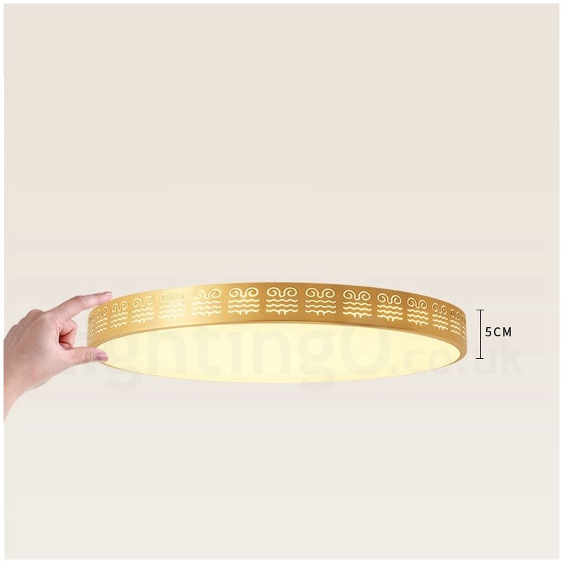 Round Pure Brass Modern Contemporary Nordic Style Flush Mount Ceiling Light with Acrylic Shade