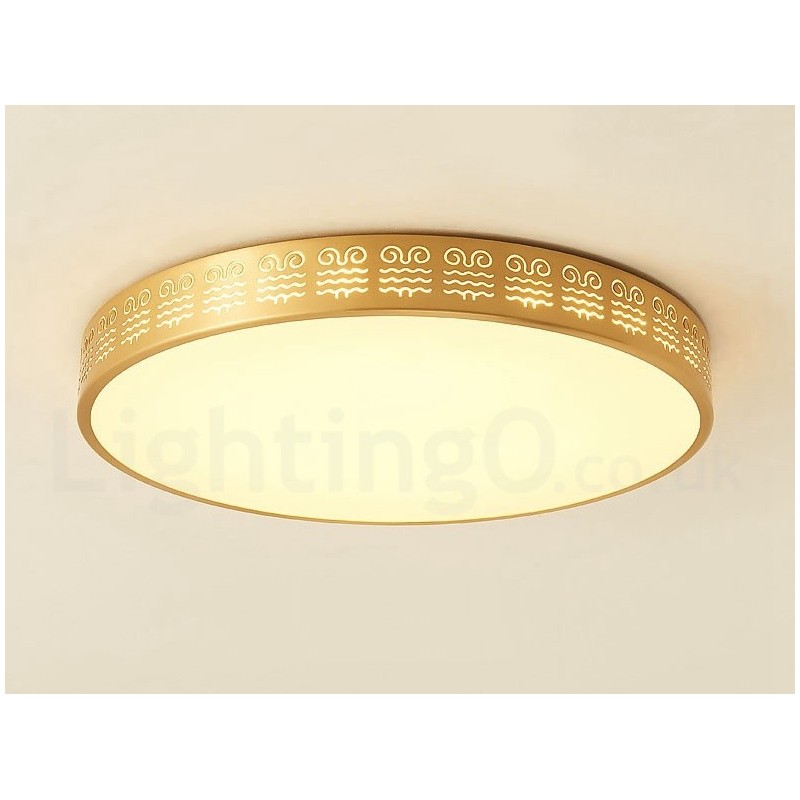 Round Pure Brass Modern Contemporary Nordic Style Flush Mount Ceiling Light with Acrylic Shade