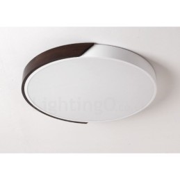 Retro Walnut Colour Wood Ultra Thin Round Dimmable Flush Mount Ceiling Lights with Acrylic Shade Also Can Be Used As Wall Light