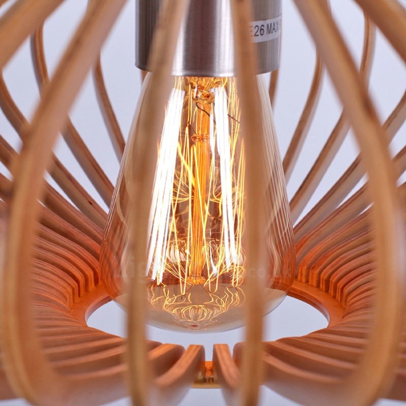 1 Light Lantern Vintage Wooden Chandelier Industrial Wind Loft Wood Linear Pendant Lighting