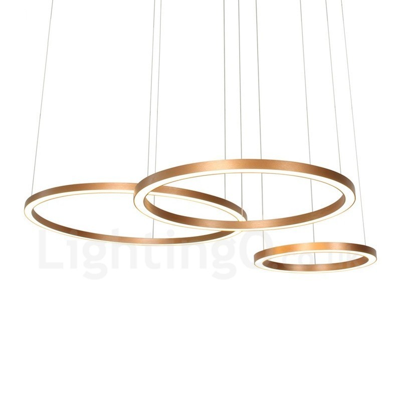 Wi Fi Smart Dimmable Gold Rose Gold Modern Contemporary 3 Rings Light Aluminum Alloy Pendant Light with Acrylic Shade