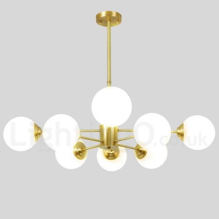 8 Light (4+4 Light) Two Tiers Pure Brass Northern Europe Bean Chandelier Modern Metal Molecules Pendant Light