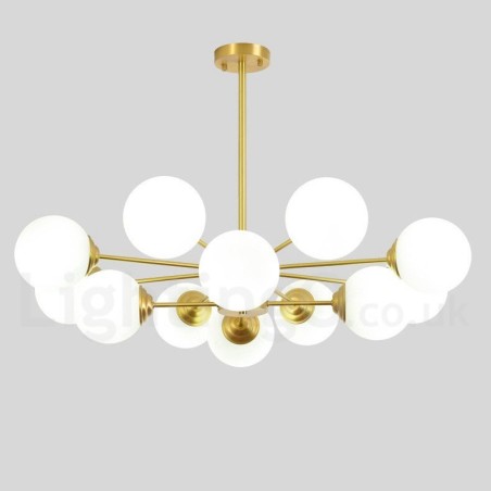 12 Light (8+4 Light) Two Tiers Pure Brass Northern Europe Bean Chandelier Modern Metal Molecules Pendant Light