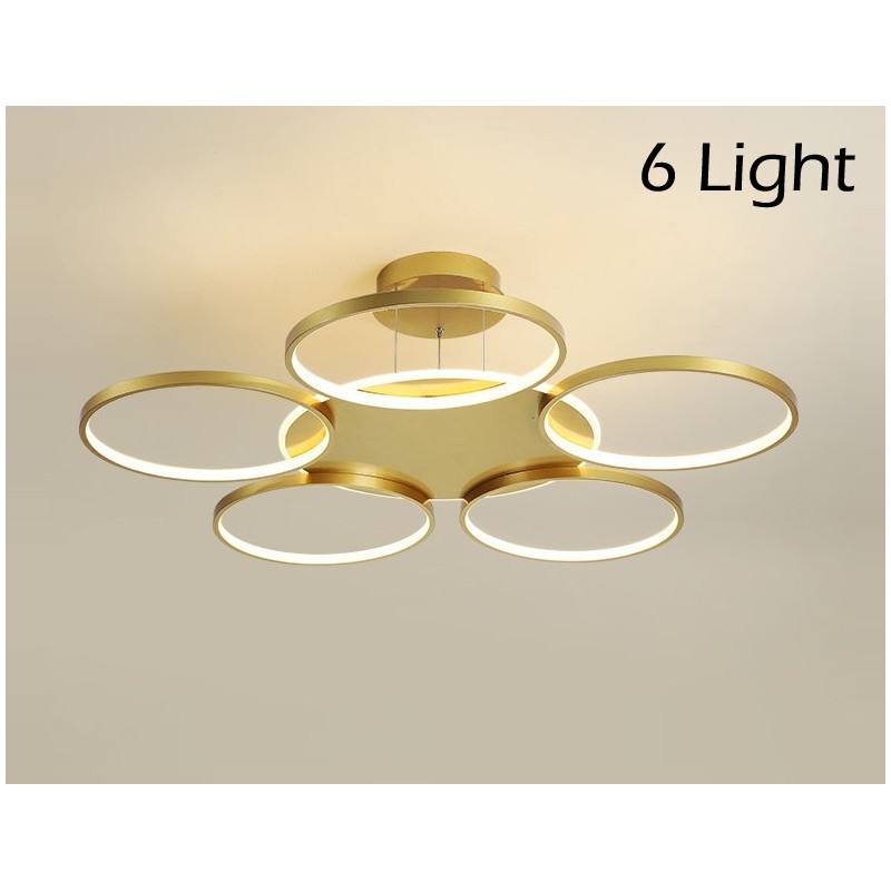 Gold Modern Contemporary Nordic Style Circle Ceiling Chandelier with Remote Control Also Can Be Used As Wall Light