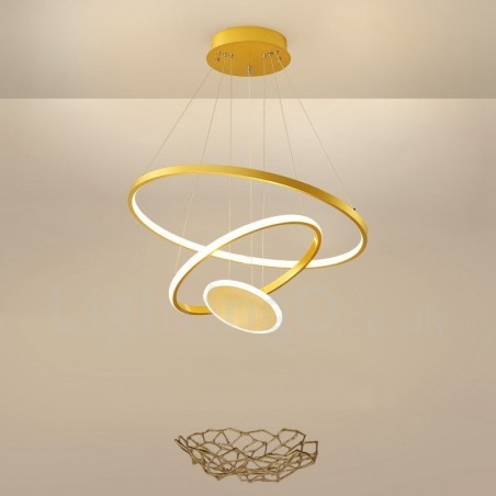 Three Circles Modern Design Three Rings Gold Pendant Light with Remote Control