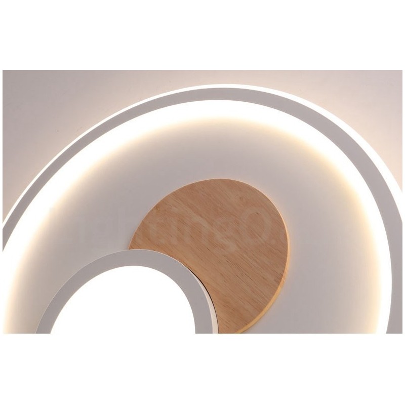 Wood Dimmable Modern Contemporary Nordic Style Flush Mount Round Ceiling Lights with Remote Control Also Can Be Used As Wall Light