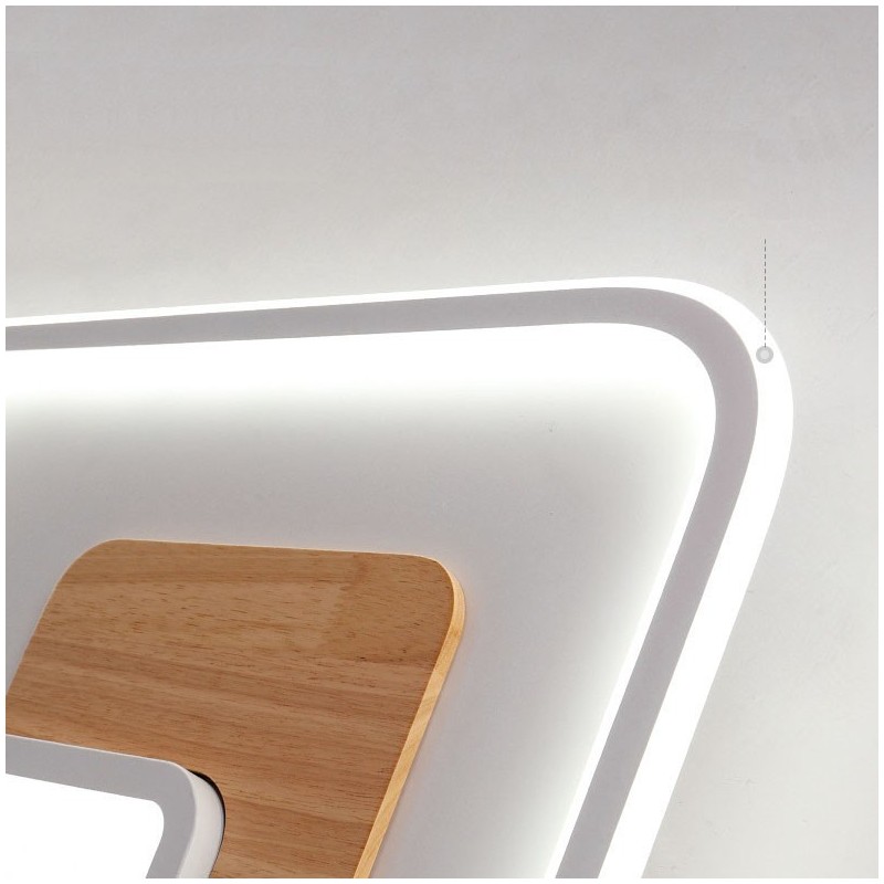 Wood Dimmable Modern Contemporary Nordic Style Rectangle Flush Mount Ceiling Lights with Remote Control Also Can Be Used As Wall Light