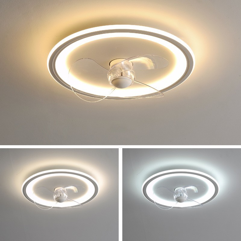 Nordic Round Ultra thin Silent Invisible Dimmable Flush Mounted Fan Light Full Spectrum Eye Protection