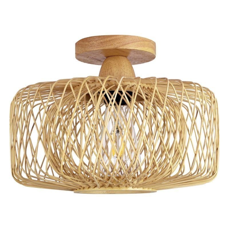 Retro Double Layer Ceiling Lamp Handwoven Bamboo Lampshade Ceiling Light