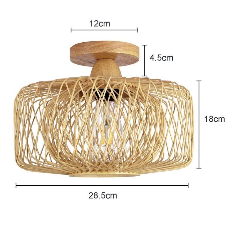 Retro Double Layer Ceiling Lamp Handwoven Bamboo Lampshade Ceiling Light