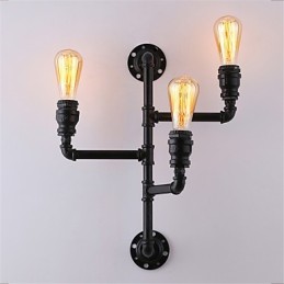 Vintage Industrial Pipe Wall Lights Black Creative Lights Restaurant Cafe Bar Decoration lighting With 3 Light Painted Finish