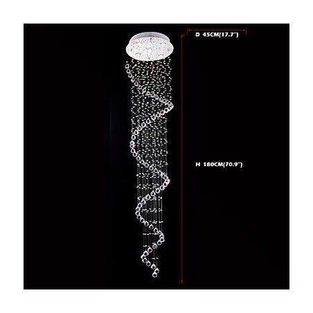 Crystal Pendant Light Chandelier Lighting 5 Lights Silver Canpoy Clear K9 Crystal Helix Ceiling Lamps
