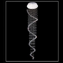 Crystal Pendant Light Chandelier Lighting 5 Lights Silver Canpoy Clear K9 Crystal Helix Ceiling Lamps