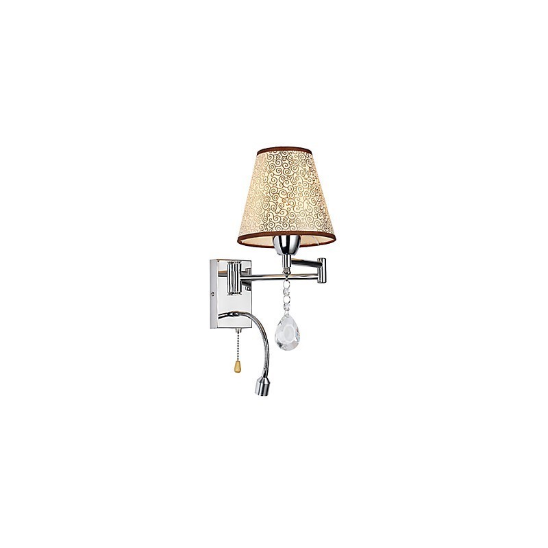 Wall Lamp for Bedroom Reading Lamp Fabric Lamp Modern Comtemporary Country Chrome Feature for Crystal Swing Arm