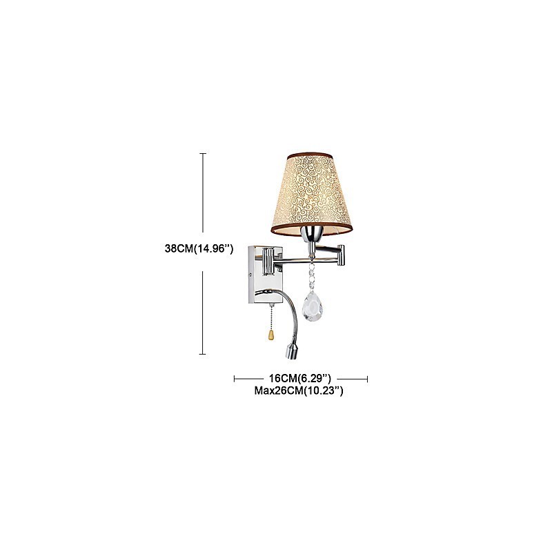 Wall Lamp for Bedroom Reading Lamp Fabric Lamp Modern Comtemporary Country Chrome Feature for Crystal Swing Arm
