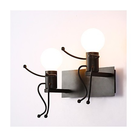 Robot shape Vintage Metal Industrial Loft Rustic Wall Sconce Bar Cafe Entry Hallway Wall Lamp Black White Optional