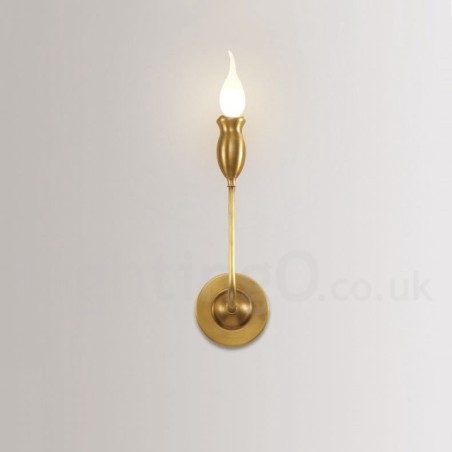 Pure Brass Luxurious Rustic Retro Vintage 1 Light Candle Wall Light Special for Hotel Bedroom Showroom Living Room Dinning Room