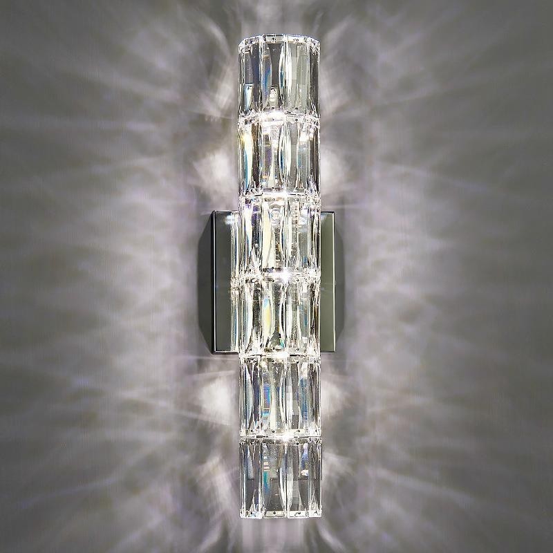 Living Room Wall Lamp Light Luxury Simple Bedroom Bedside Lamp Hotel Lobby Aisle Villa Project Stainless Steel Crystal Wall Sconces